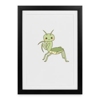 Élégante mante religieuse - Affiche encadrée (27 × 37 cm) - noir - Devant