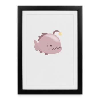 Poisson-grenouille bioluminescent - Affiche encadrée (27 × 37 cm) - noir - Devant