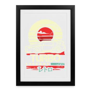 Retro JDM Turbo – Design de voiture japonais - Affiche encadrée (27 × 37 cm) - noir - Devant