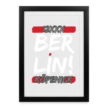 Berlin 12XXX – Le fier design du quartier de Köpenick - Affiche encadrée (27 × 37 cm) - noir - Devant
