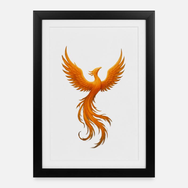 Phönixfeuer Flügelkraft - Gerahmtes Poster (27 × 37 cm) - Schwarz