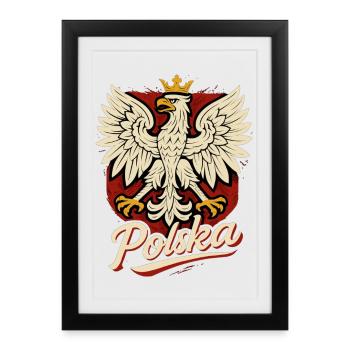 Poland Polska Eagle Flag Flag Epic Gift - Framed poster (27 × 37 cm) - black - Front