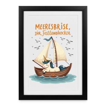 Sail unicorn ahoy ! - Framed poster (27 × 37 cm) - black - Front