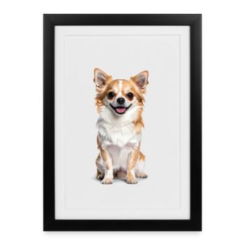 Chihuahua moelleux – petit, moelleux et plein d’amour ! - Affiche encadrée (27 × 37 cm) - noir - Devant