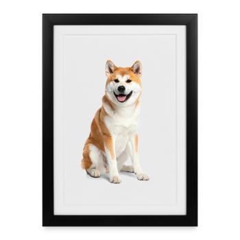 Cute Akita Inu – Loyal Soul, Fluffy Dog - Framed poster (27 × 37 cm) - black - Front