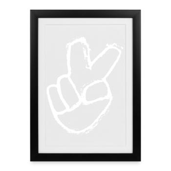 Victory Sign - Peace and Peace - Framed poster (27 × 37 cm) - black - Front