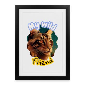 Illustration de l’amitié du chat sauvage - Affiche encadrée (27 × 37 cm) - noir - Devant