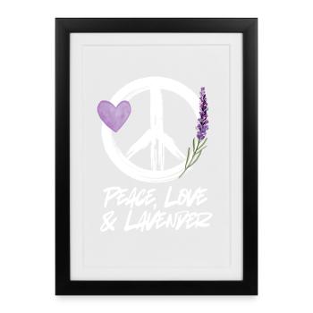 Amour, Paix et Lavande - Affiche encadrée (27 × 37 cm) - noir - Devant