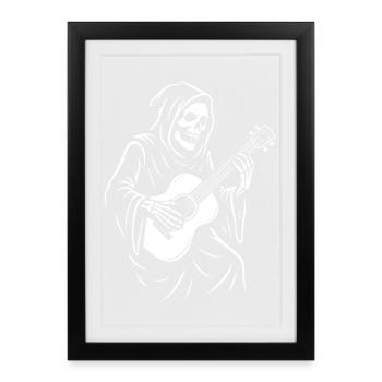 Grim Reaper Jouer de la guitare Design - Affiche encadrée (27 × 37 cm) - noir - Devant