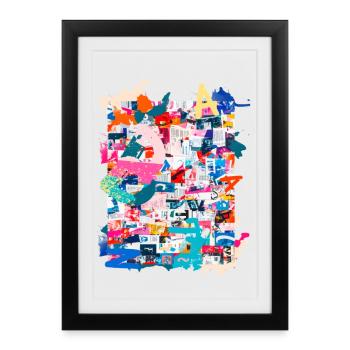 Pattern ,Pop Art , Art,Collage, Art,Newspaper, Typo - Framed poster (27 × 37 cm) - black - Front