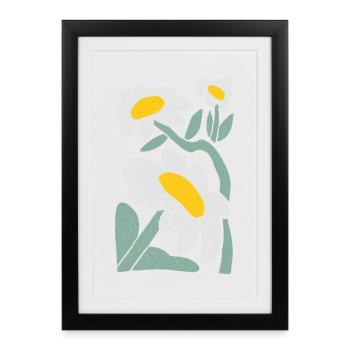 Illustration de marguerite ludique - Affiche encadrée (27 × 37 cm) - noir - Devant