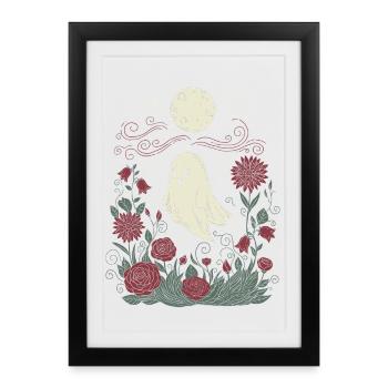 Fantôme et roses - Affiche encadrée (27 × 37 cm) - noir - Devant