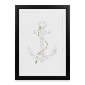 Iconic Nautical Anchor Tee - Framed poster (27 × 37 cm) - black - Front