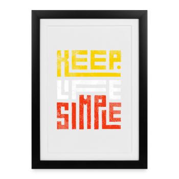 Message Positivité: Rester Simple - Affiche encadrée (27 × 37 cm) - noir - Devant