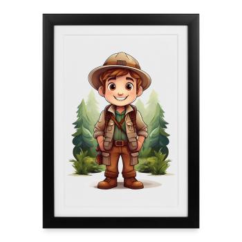 Adventurous explorer - Framed poster (27 × 37 cm) - black - Front