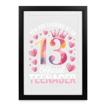 13. Geburtstag Teenager Geschenk - Gerahmtes Poster (27 × 37 cm) - Schwarz - Vorne