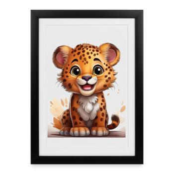 Playful cheetah motif for children - Framed poster (27 × 37 cm) - black - Front