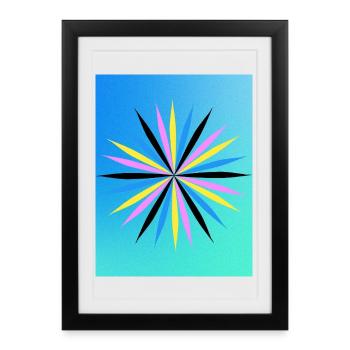 Design géométrique vibrant en étoile - Affiche encadrée (27 × 37 cm) - noir - Devant