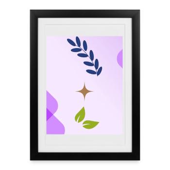 Design minimaliste de feuilles inspiré de la nature - Affiche encadrée (27 × 37 cm) - noir - Devant