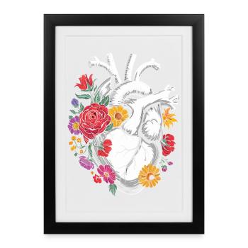 Floral heart design for emotional wear - Framed poster (27 × 37 cm) - black - Front