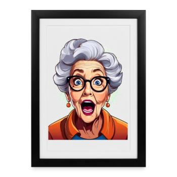 Astonished grandmother - Framed poster (27 × 37 cm) - black - Front