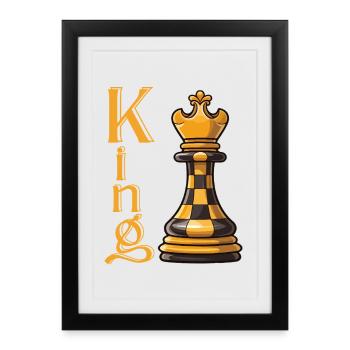 Roi des échecs Élégance - Affiche encadrée (27 × 37 cm) - noir - Devant