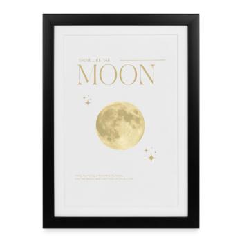 Motif de lune lumineuse avec des étoiles - Affiche encadrée (27 × 37 cm) - noir - Devant