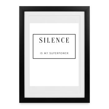 Silence, Force et Sérénité sur Textile - Affiche encadrée (27 × 37 cm) - noir - Devant