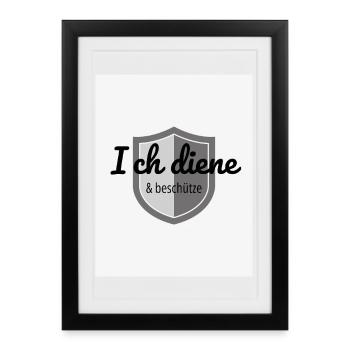 T-shirt Je sers et protège - Affiche encadrée (27 × 37 cm) - noir - Devant