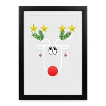 The somewhat different Christmas moose - mega funny - Framed poster (27 × 37 cm) - black - Front