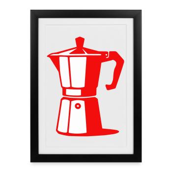 Illustration de cafetière pour les amateurs de café - Affiche encadrée (27 × 37 cm) - noir - Devant
