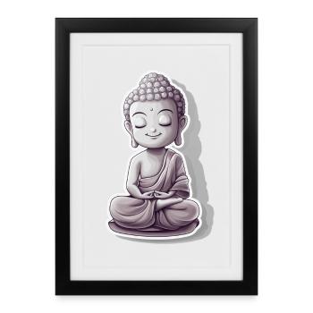 Meditating Buddha with calm expression - Framed poster (27 × 37 cm) - black - Front
