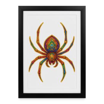 Ornement d’araignée arc-en-ciel - Affiche encadrée (27 × 37 cm) - noir - Devant