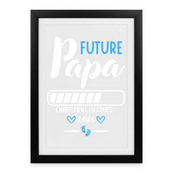 Future Papa 2026 Humour Grossesse Chargement - Affiche encadrée (27 × 37 cm) - noir - Devant