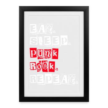 Eat Sleep Punk Rock Repeat - Gerahmtes Poster (27 × 37 cm) - Schwarz - Vorne