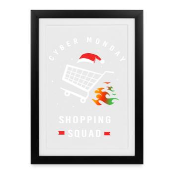 Cyber Monday shopping spree - Framed poster (27 × 37 cm) - black - Front