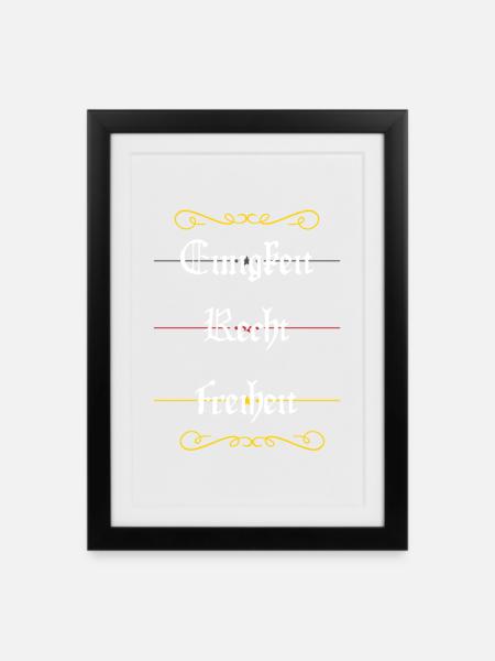 Einigkeit, Recht, Freiheit - Gerahmtes Poster (27 × 37 cm) - Schwarz
