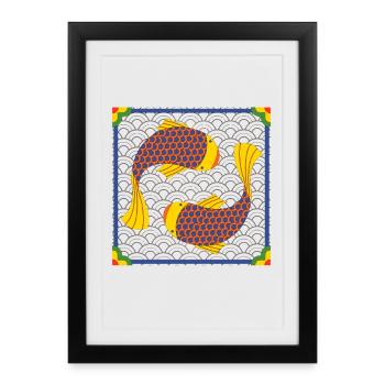 Motif de poisson koi coréen - Affiche encadrée (27 × 37 cm) - noir - Devant