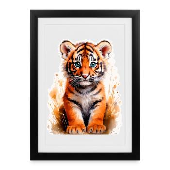 Petit tigre - Affiche encadrée (27 × 37 cm) - noir - Devant
