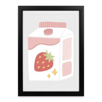 Illustration de boîte de lait de fraise - Affiche encadrée (27 × 37 cm) - noir - Devant