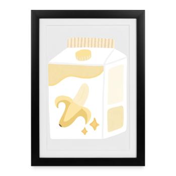 Carton de lait de banane - Affiche encadrée (27 × 37 cm) - noir - Devant