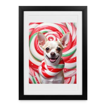 Candy Dog en fond de peppermix - Affiche encadrée (27 × 37 cm) - noir - Devant