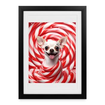 Tourbillon de bonbons Chihuahua - Affiche encadrée (27 × 37 cm) - noir - Devant