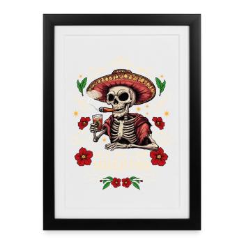 Dia De Los Muertos Crâne Crâne Tequilla - Affiche encadrée (27 × 37 cm) - noir - Devant