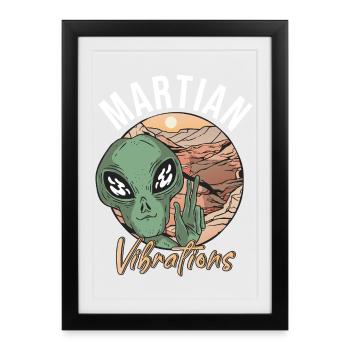 Mars planète espace fusée vintage - Affiche encadrée (27 × 37 cm) - noir - Devant