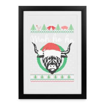 Christmas Cow - Moh ho ho - Dairy Farmer - Framed poster (27 × 37 cm) - black - Front