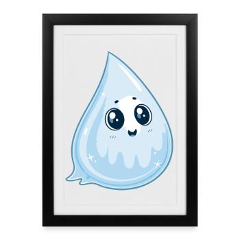 Goutte Kawaii Lumineuse - Affiche encadrée (27 × 37 cm) - noir - Devant