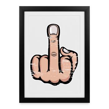 Doigt du milieu doigt puant design utilisé look - Affiche encadrée (27 × 37 cm) - noir - Devant