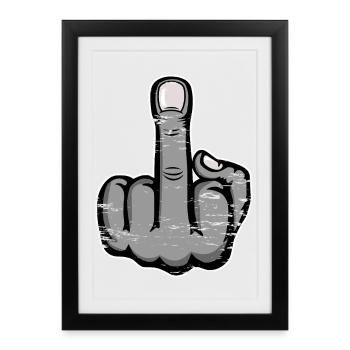 Majeur Stinky Finger Design Gris utilisé - Affiche encadrée (27 × 37 cm) - noir - Devant