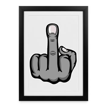Doigt du milieu Stinky Finger Design Gris - Affiche encadrée (27 × 37 cm) - noir - Devant